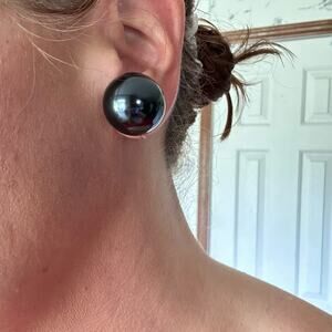 BOGO FREE CLIP ON DISCO BLACK BALL EARRINGS